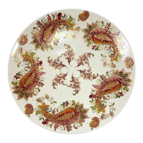 New Vintage LENOX Burnished Amber Shallow Dish Serving Platter Paisley China - Picture 4 of 7